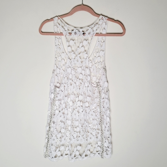 Origami Tops - Origami by Vivien Ivory Crochet Sleeveless Top
